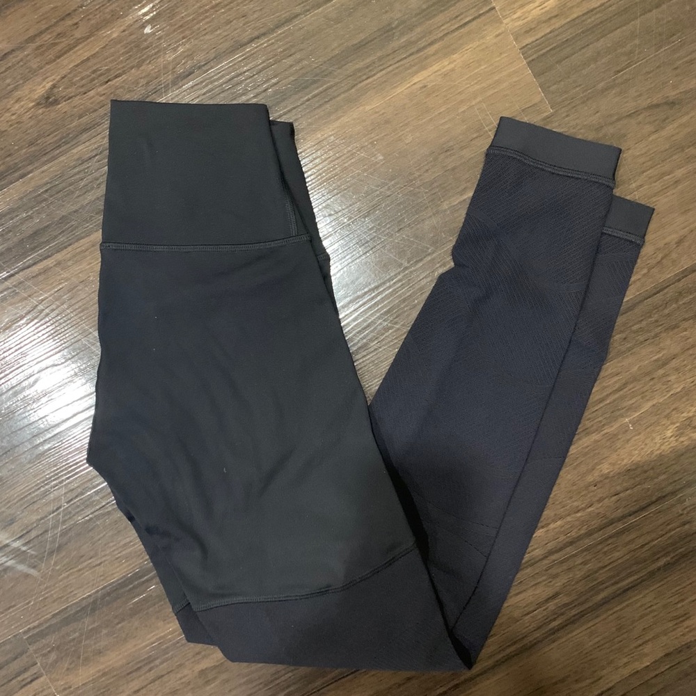lululemon black half mesh tights 28”